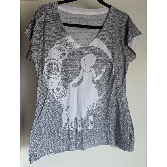 Litographs Tops - Litographs Cinder T-Shirt Womens L Grey V-Neck Short Sleeve Casual Tee Top